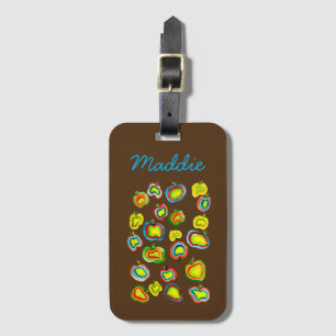 Funky apple watercolor fruit design luggage tag