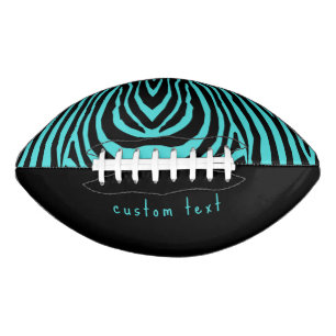 FUNKY AQUA & BLACK ANIMAL PRINT STRIPE PATTERN FOOTBALL