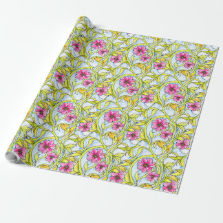 Funky Art Nouveau Watercolor Floral Pattern Wrapping Paper