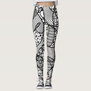 Funky, Artsy, Black & White Pattern Abstract 4 Leggings