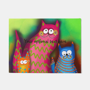 Funky Artsy Colourful Cat Door Mat