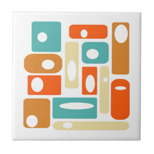 Funky Atomic Age Rectangles Mid Century Modern Tile