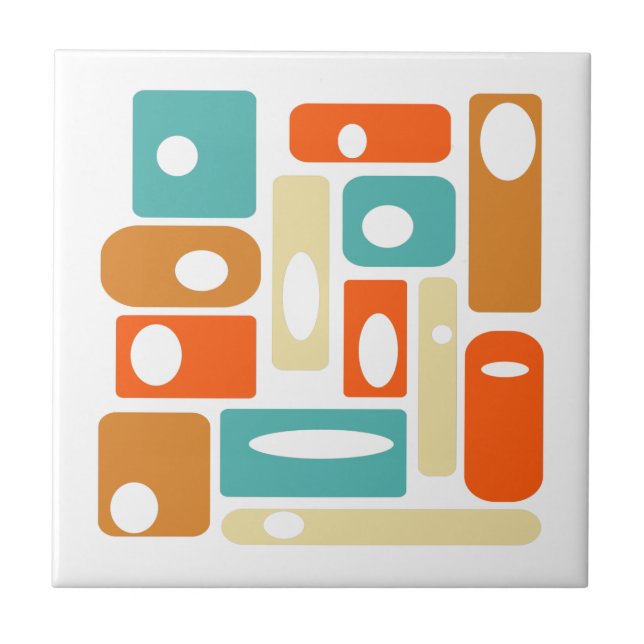 Funky Atomic Age Rectangles Mid Century Modern Tile (Front)