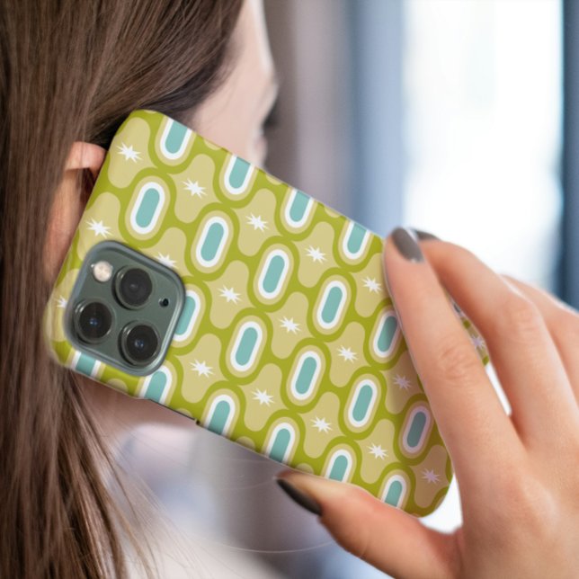 Funky Avocado Green Aqua White Wavy Lines MCM Case-Mate iPhone Case (Creator Uploaded)