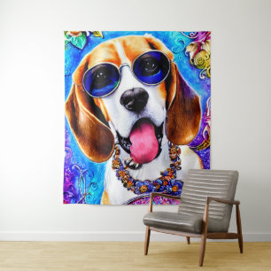 Funky Beagle Dog Tapestry