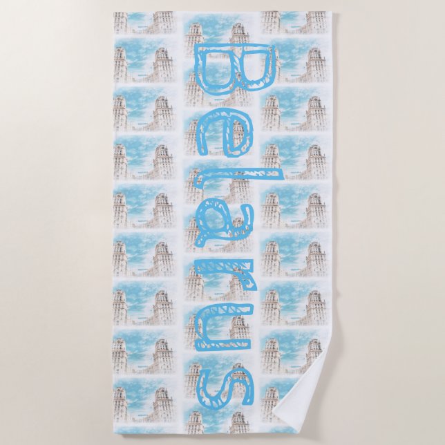 Funky Belarus Minsk Architecture Beach Towel (Front)