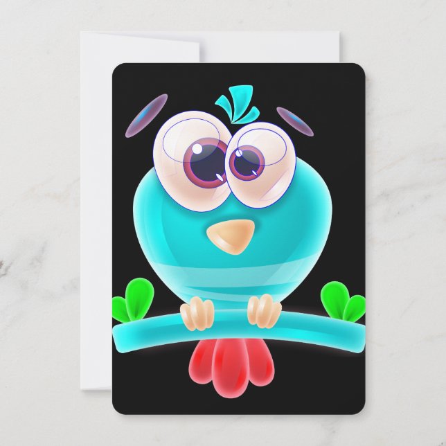 Funky Birdie Party Invite Card (Back)