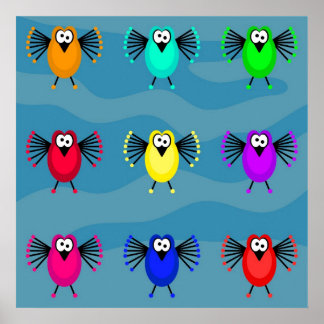 Funky Birds Poster