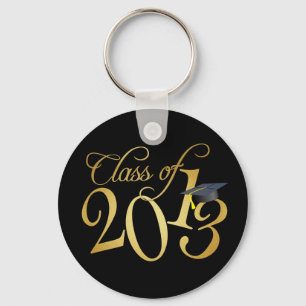 Funky Black and Gold Class of 2013 Key Ring