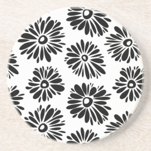 Funky Black and white floral Coaster