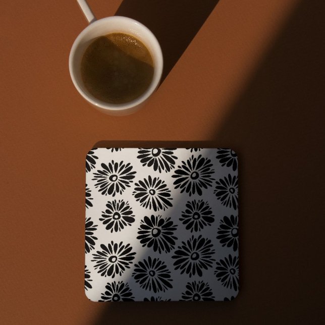 Funky Black and white floral Coaster (Creator Uploaded)