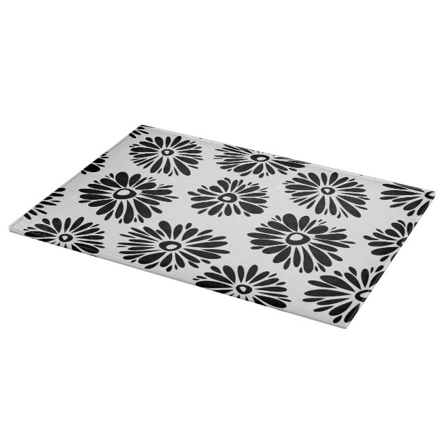 Funky Black and white floral Cutting Board (Corner)