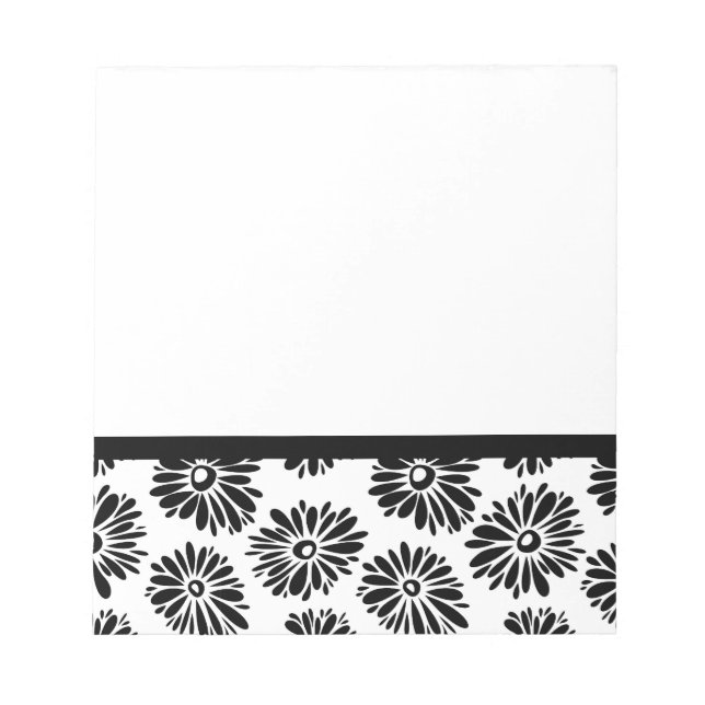 Funky Black and white floral Notepad (Front)