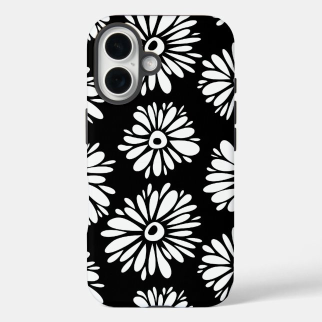 Funky Black and white flowers Case-Mate iPhone Case (Back)