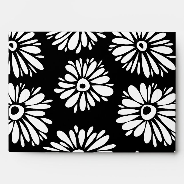 Funky Black and white flowers Envelope (Front)