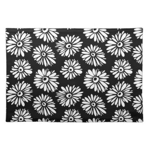 Funky Black and white flowers Placemat