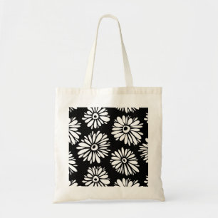 Funky Black and white flowers Tote Bag