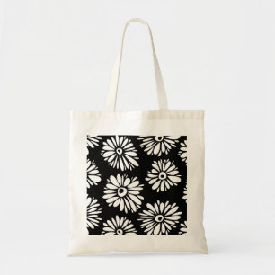 Funky Black and white flowers Tote Bag