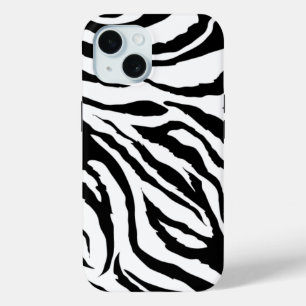 Funky Black and White Zebra Print   iPhone 15 Case