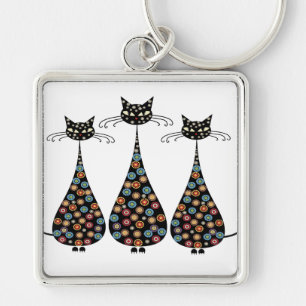 Funky Black Cat Keychain