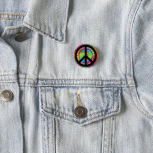 Funky Black Peace Sign 3 Cm Round Badge