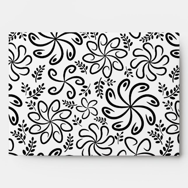Funky black white flowers Envelope (Front)