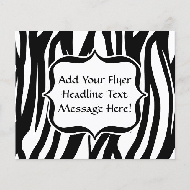 Funky Black/White Zebra Monogram Flyer (Front)