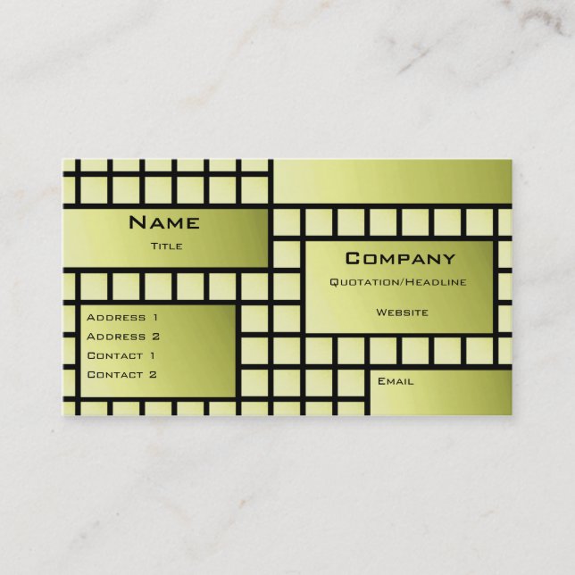 Funky Blocks Business Card, Olive Green Card (Front)