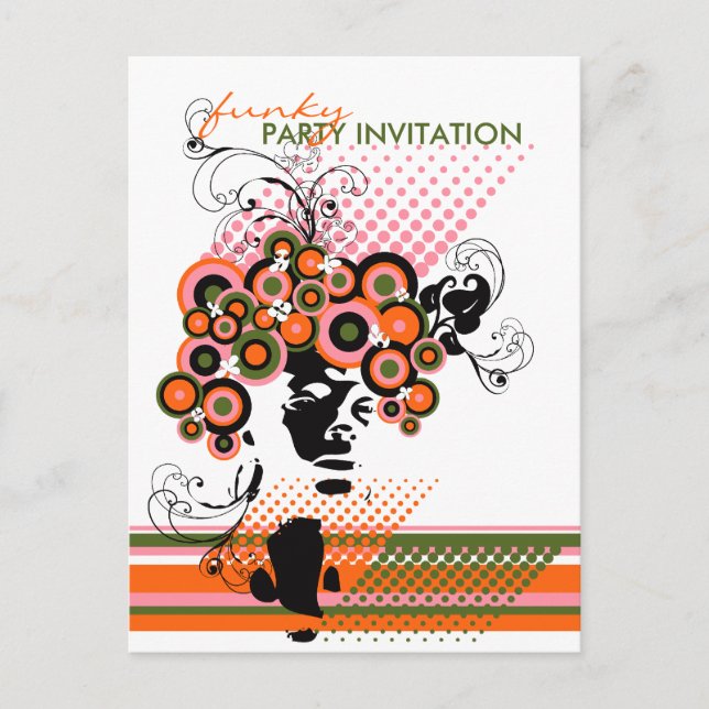 Funky Bloom Hair *01 Party Invitation Postcard (Front)