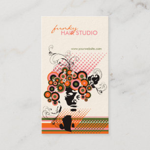 Funky Bloom Hair Floral Mod Circles Retro Abstract Business Card