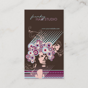 Funky Bloom Hair Floral Mod Circles Retro Abstract Business Card