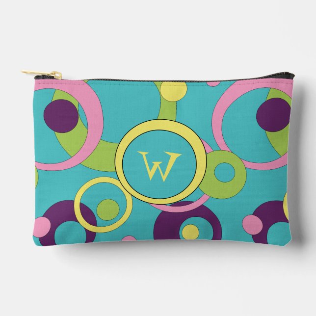 Funky Blue Circles Accessory Pouch (Front)