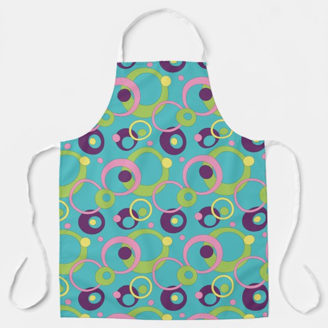 Funky Blue Circles All-Over Print Apron (Front)