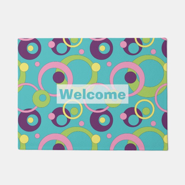Funky Blue Circles Doormat (Front)