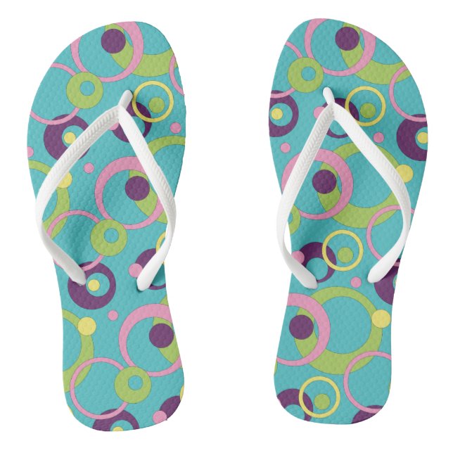 Funky Blue Circles Flip Flops (Footbed)