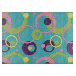 Funky Blue Circles Glass Cutting Board