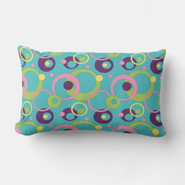 Funky Blue Circles Pillow (Front)