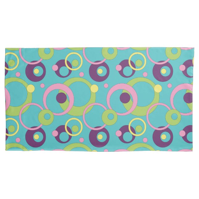 Funky Blue Circles Pillow Case (Front)