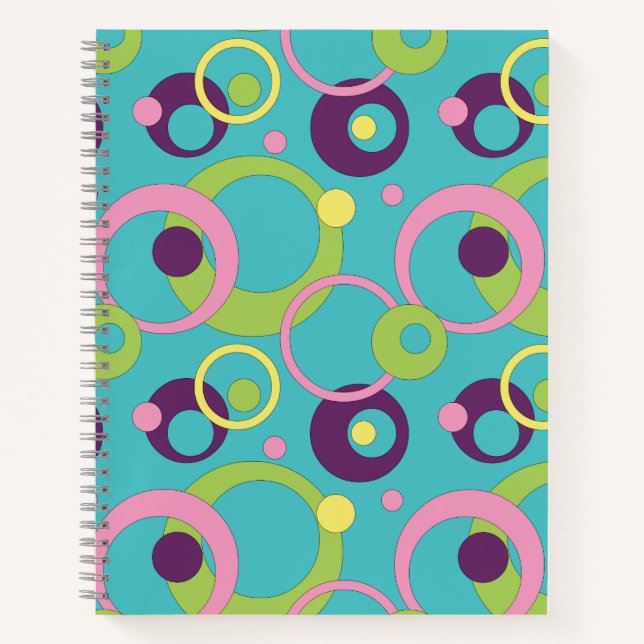 Funky Blue Circles Spiral Notebook (Front)