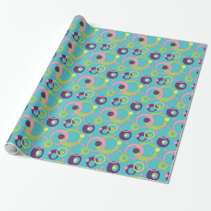 Funky Blue Circles Wrapping Paper