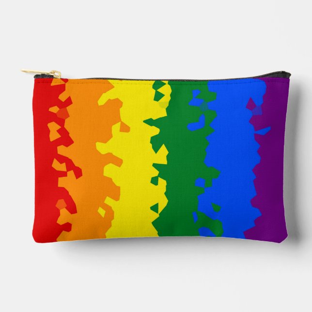 Funky Boho Abstract Gay Rainbow Mosaic Pride Flag Accessory Pouch (Front)