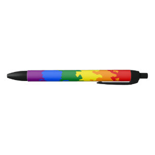 Funky Boho Abstract Gay Rainbow Mosaic Pride Flag Black Ink Pen
