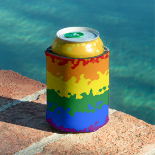 Funky Boho Abstract Gay Rainbow Mosaic Pride Flag Can Cooler