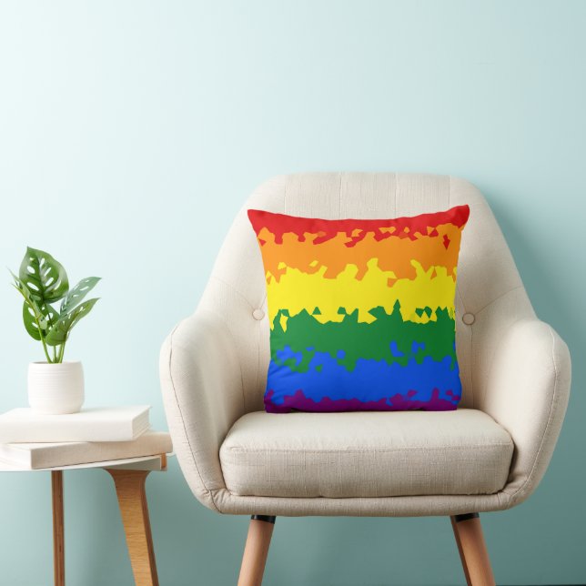 Funky Boho Abstract Gay Rainbow Mosaic Pride Flag Cushion (Chair)