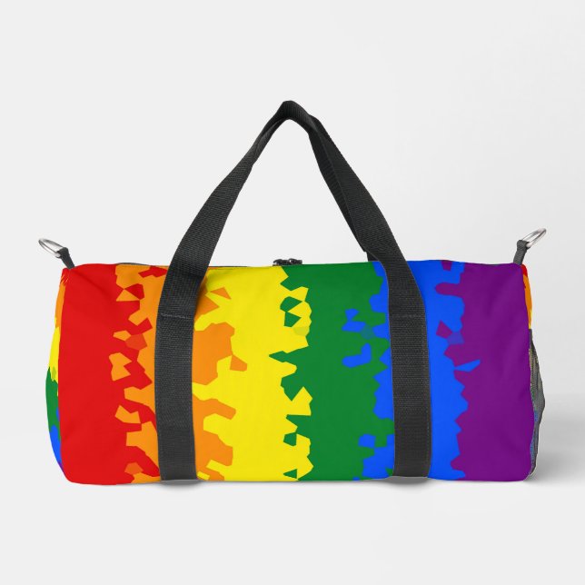 Funky Boho Abstract Gay Rainbow Mosaic Pride Flag Duffle Bag (Front)