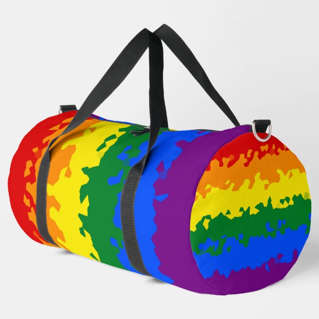 Funky Boho Abstract Gay Rainbow Mosaic Pride Flag Duffle Bag (Left Corner)