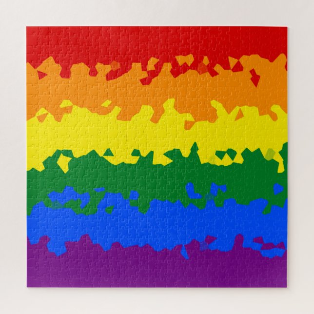Funky Boho Abstract Gay Rainbow Mosaic Pride Flag Jigsaw Puzzle (Vertical)