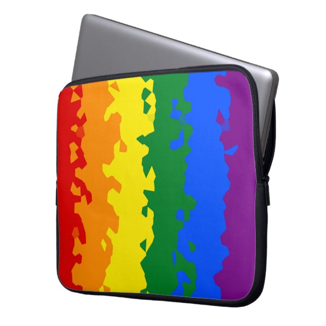 Funky Boho Abstract Gay Rainbow Mosaic Pride Flag Laptop Sleeve (Front Left)