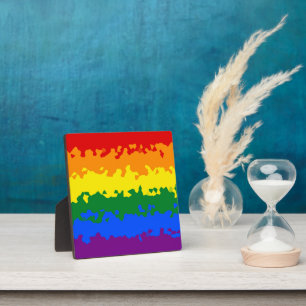 Funky Boho Abstract Gay Rainbow Mosaic Pride Flag Plaque