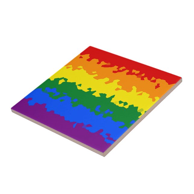 Funky Boho Abstract Gay Rainbow Mosaic Pride Flag Tile (Side)